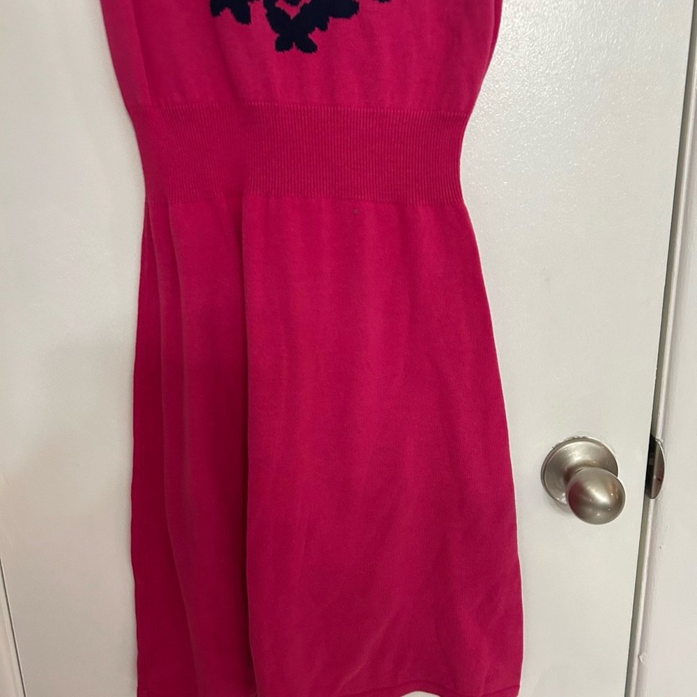 Lilly Pulitzer Kariana Sweater Dress Pink Navy Short Sleeve Size Small - Picture 4 of 10